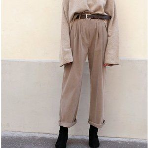 The Frankie Shop Taupe Soft Corduroy Paperbag Pant